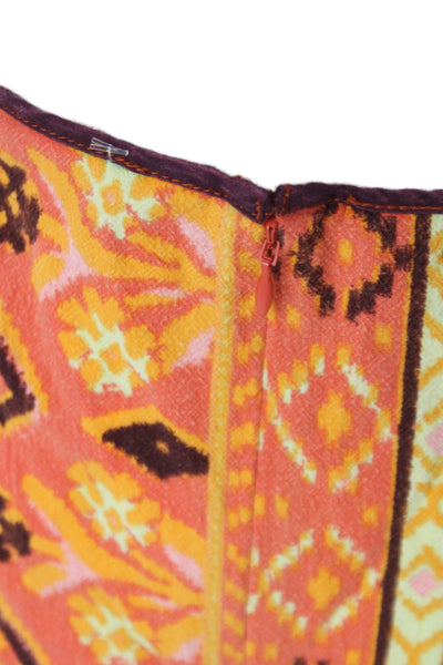 Free People Womens Wrap Skirt Orange Geometric Cotton Bohemian Short Size 4