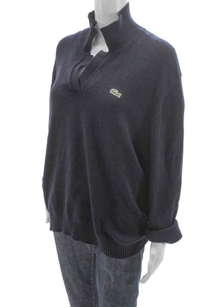 Lacoste Women Pullover High Neck Cashmere Blend Blue Long Sleeve Size 42