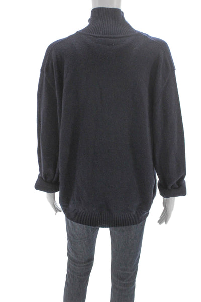 Lacoste Women Pullover High Neck Cashmere Blend Blue Long Sleeve Size 42