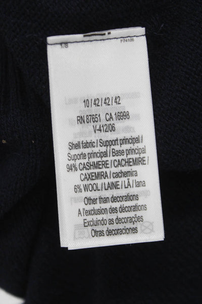 Lacoste Women Pullover High Neck Cashmere Blend Blue Long Sleeve Size 42