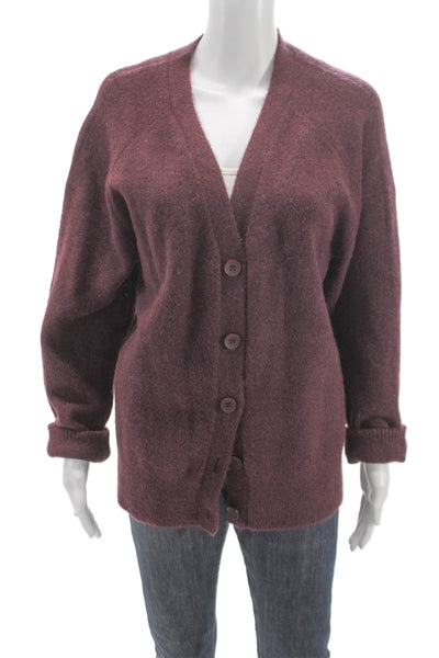 Zara Womens Cardigan Purple V Neck Button Long Sleeve Size M