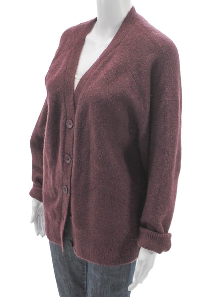 Zara Womens Cardigan Purple V Neck Button Long Sleeve Size M