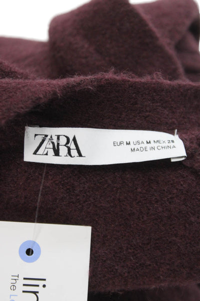 Zara Womens Cardigan Purple V Neck Button Long Sleeve Size M