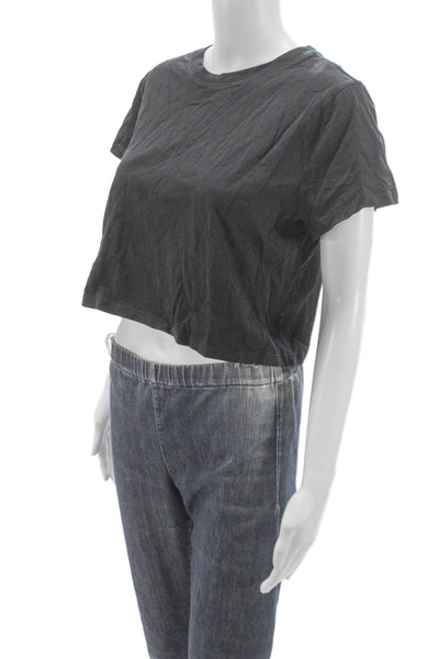 Sunday Best Womens Basic Gray Cotton Crew Neck T-Shirt Short Sleeve Size L