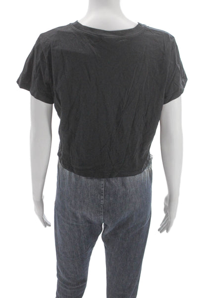 Sunday Best Womens Basic Gray Cotton Crew Neck T-Shirt Short Sleeve Size L