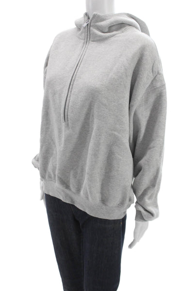 Aritzia Unisex Adults Gray Pullover Hoodie Cotton High Neck Zip Size M