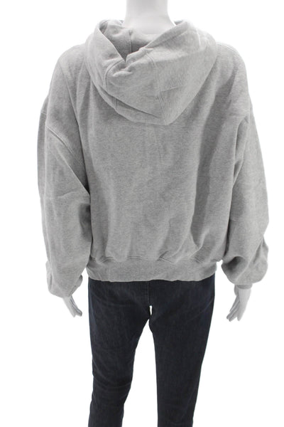 Aritzia Unisex Adults Gray Pullover Hoodie Cotton High Neck Zip Size M