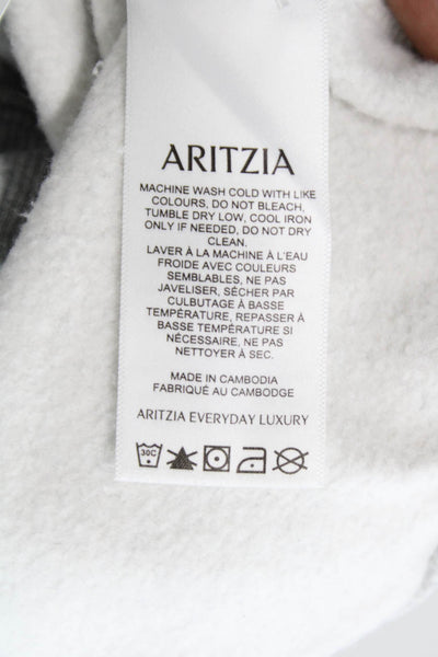 Aritzia Unisex Adults Gray Pullover Hoodie Cotton High Neck Zip Size M