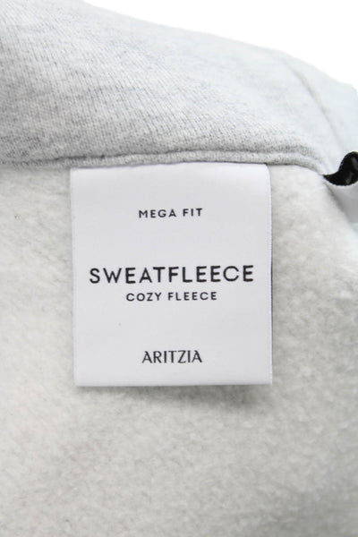 Aritzia Unisex Adults Gray Pullover Hoodie Cotton High Neck Zip Size M