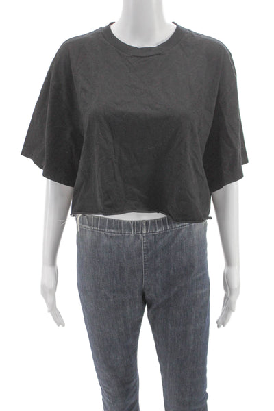 Re/Done Unisex Adults Cropped T-Shirt Black Short Sleeve Crewneck Cotton Size L