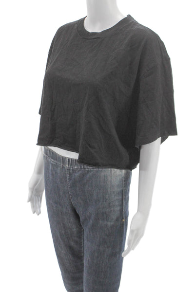 Re/Done Unisex Adults Cropped T-Shirt Black Short Sleeve Crewneck Cotton Size L