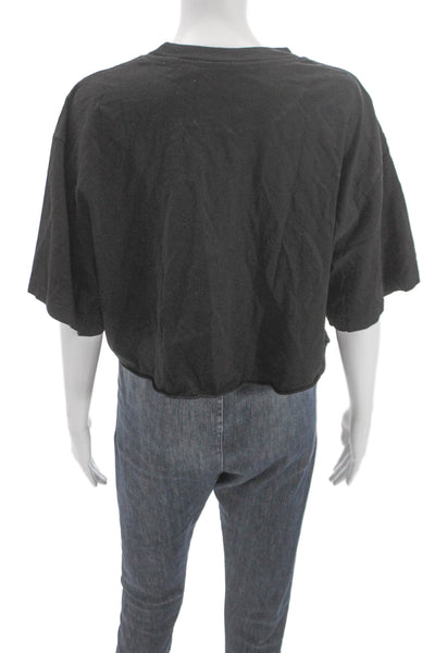 Re/Done Unisex Adults Cropped T-Shirt Black Short Sleeve Crewneck Cotton Size L