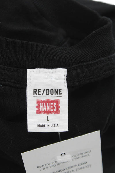 Re/Done Unisex Adults Cropped T-Shirt Black Short Sleeve Crewneck Cotton Size L