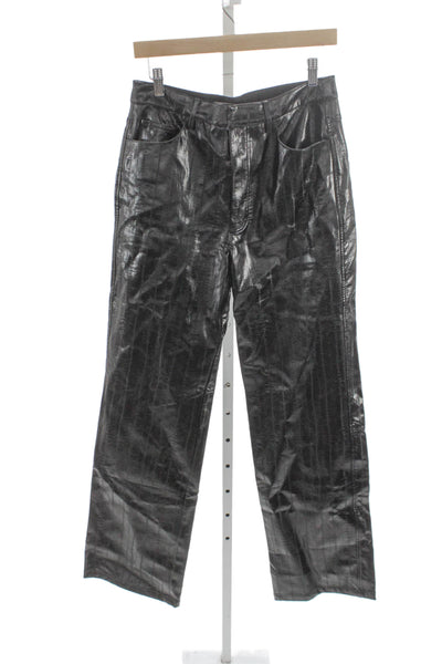 ROTATE Women Black Polyurethane Button Front Pants Size 28
