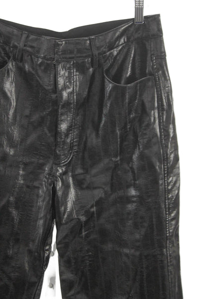 ROTATE Women Black Polyurethane Button Front Pants Size 28