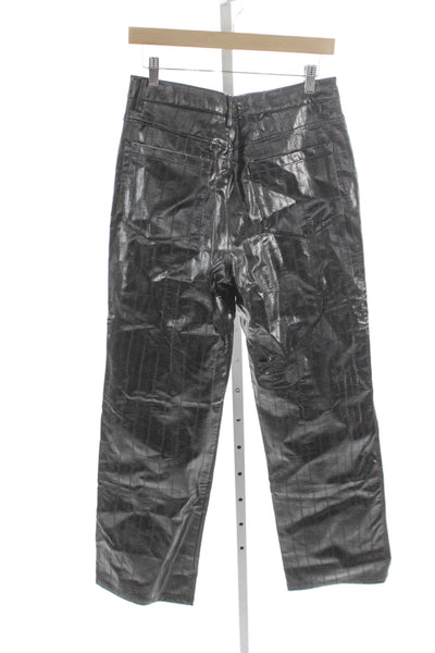 ROTATE Women Black Polyurethane Button Front Pants Size 28