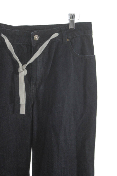 Lioness Womens Wide-Leg Jeans Blue Cotton Mid-Rise Button Size M