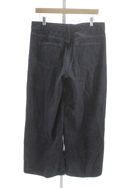 Lioness Womens Wide-Leg Jeans Blue Cotton Mid-Rise Button Size M