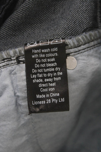 Lioness Womens Wide-Leg Jeans Blue Cotton Mid-Rise Button Size M