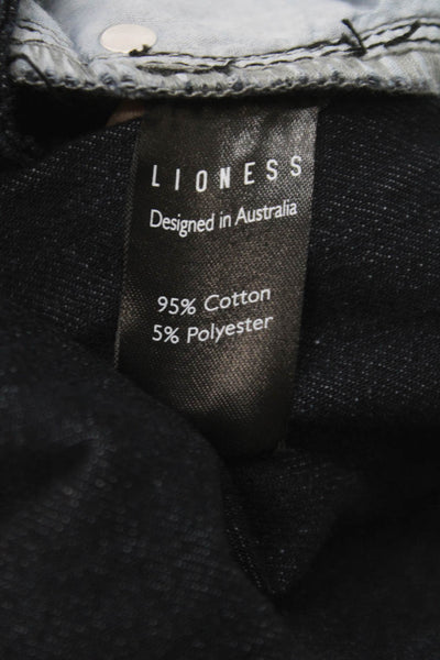 Lioness Womens Wide-Leg Jeans Blue Cotton Mid-Rise Button Size M