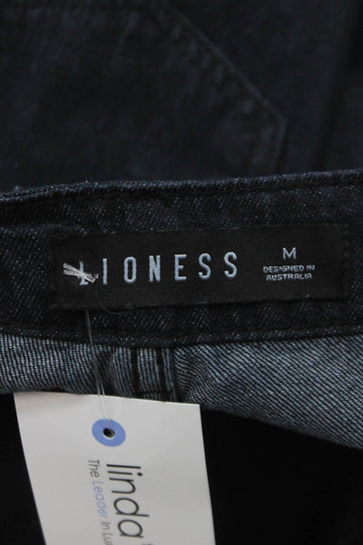 Lioness Womens Wide-Leg Jeans Blue Cotton Mid-Rise Button Size M