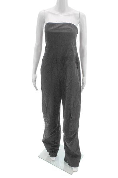 Zara Womens Sleeveless Sweetheart Gray Cotton Jumpsuit Size L