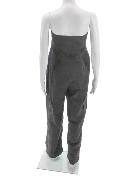 Zara Womens Sleeveless Sweetheart Gray Cotton Jumpsuit Size L