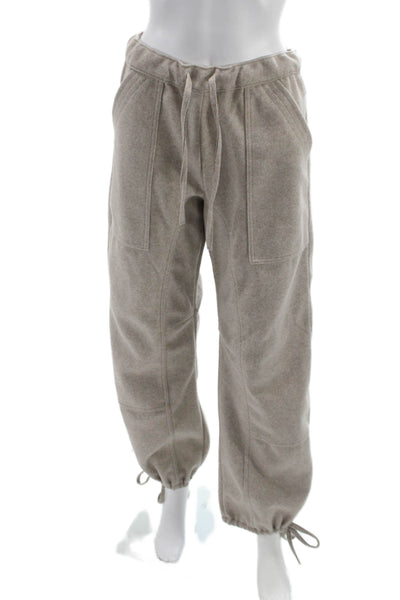 Zara Women Jogger Pants Beige Drawstring Polyester Solid Size S