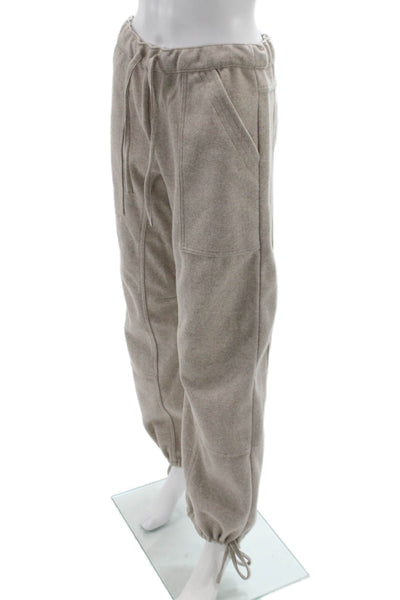 Zara Women Jogger Pants Beige Drawstring Polyester Solid Size S
