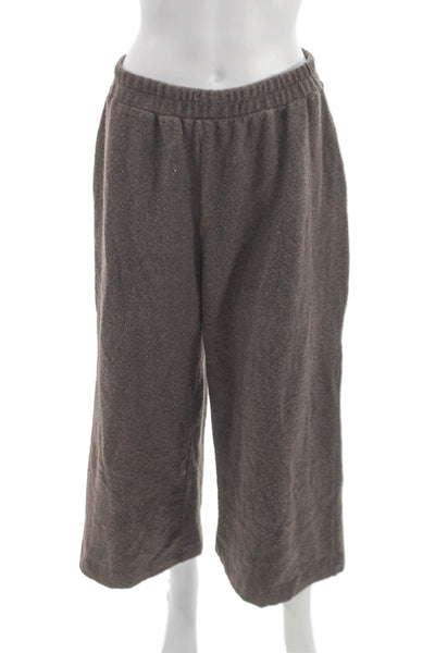 Zara Womens Cropped Knit Pull On Brown Pants Size L