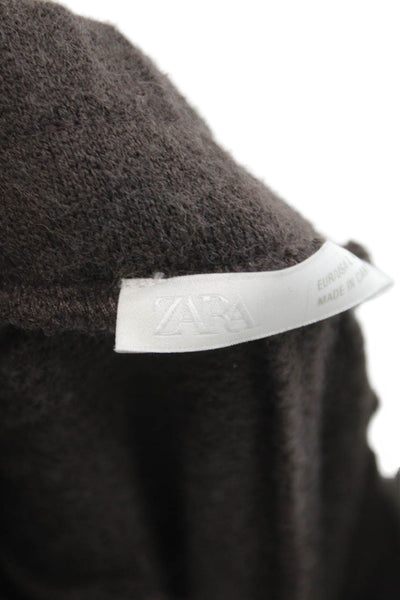 Zara Womens Cropped Knit Pull On Brown Pants Size L