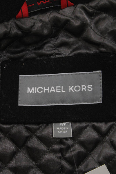 Michael Kors Womens Black Pea Coat Wool Blend Button Size M