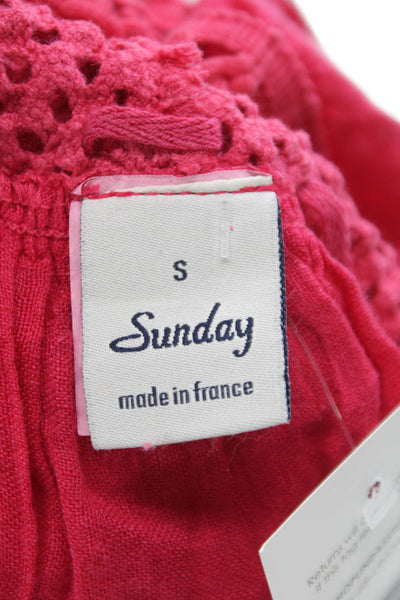 Sunday Womens Paperbag Mini Linen Skirt Pink Drawstring Summer Size S
