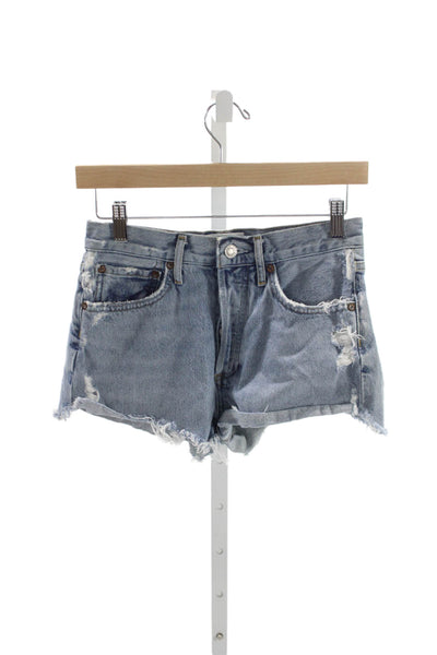 Agolde Womens Cut-Off Shorts Blue 100% Cotton Size 24