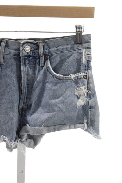 Agolde Womens Cut-Off Shorts Blue 100% Cotton Size 24