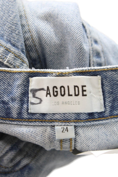 Agolde Womens Cut-Off Shorts Blue 100% Cotton Size 24