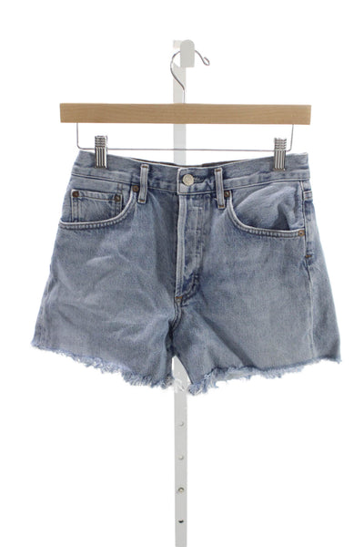 Agolde Womens Cut-Off Blue Organic Cotton Shorts Size 24