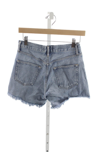 Agolde Womens Cut-Off Blue Organic Cotton Shorts Size 24