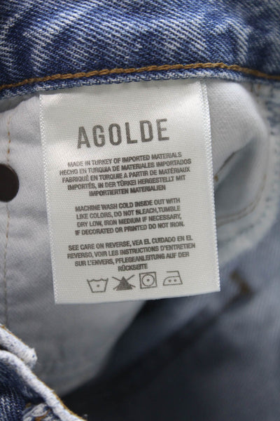Agolde Womens Cut-Off Blue Organic Cotton Shorts Size 24