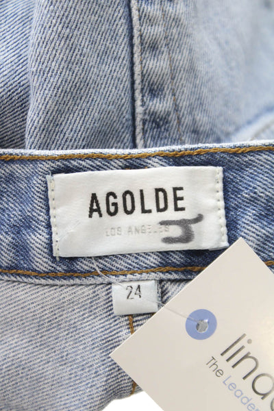 Agolde Womens Cut-Off Blue Organic Cotton Shorts Size 24