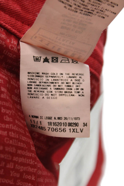 Galliano Women Strapless Red Cotton Mini Dress Size 38