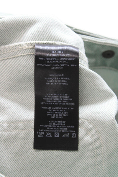 Soeur Womens Cropped Green Cotton Button Pants Size 36