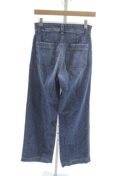ASKKNY Womens Wide-Leg Blue Cotton Blend Jeans Mid Rise Inseam 30 Size 25