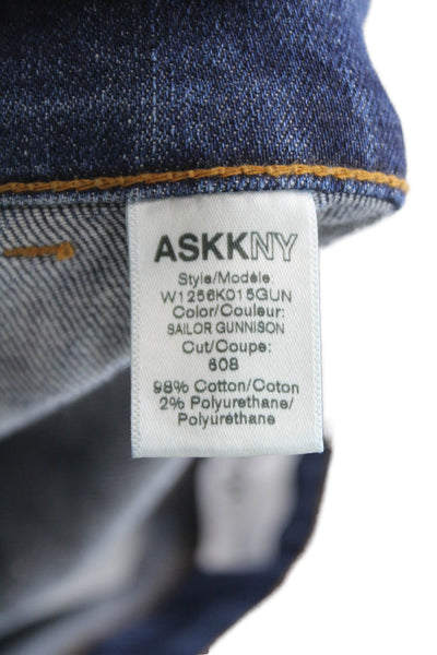 ASKKNY Womens Wide-Leg Blue Cotton Blend Jeans Mid Rise Inseam 30 Size 25