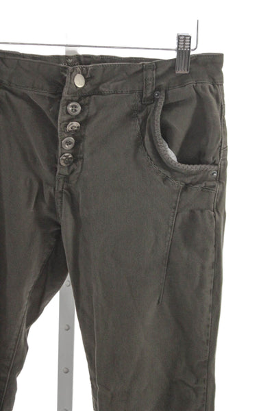 Bianco Womens Green Chino Pants Button Closure 97% Cotton Size 24