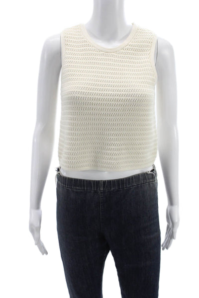Everlane Women Ivory Organic Cotton Camisole Crew Neck Sleeveless Solid Size XS