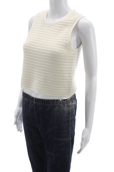 Everlane Women Ivory Organic Cotton Camisole Crew Neck Sleeveless Solid Size XS