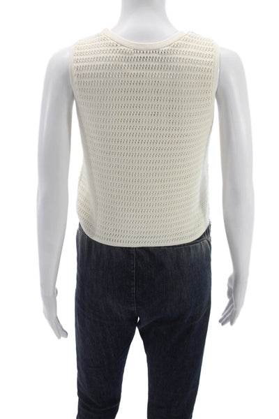 Everlane Women Ivory Organic Cotton Camisole Crew Neck Sleeveless Solid Size XS