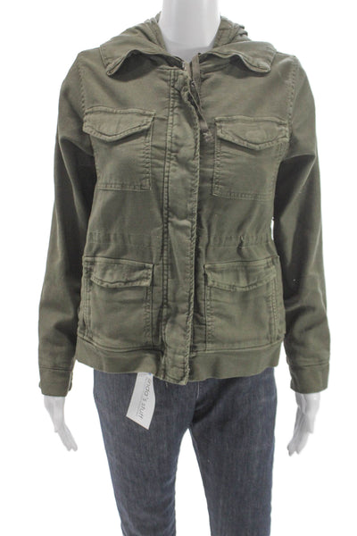 Chaser Womens Military Jacket Green Zip Long Sleeve Size M