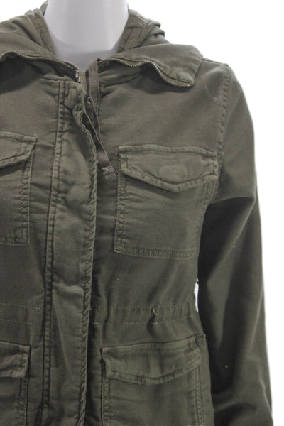 Chaser Womens Military Jacket Green Zip Long Sleeve Size M
